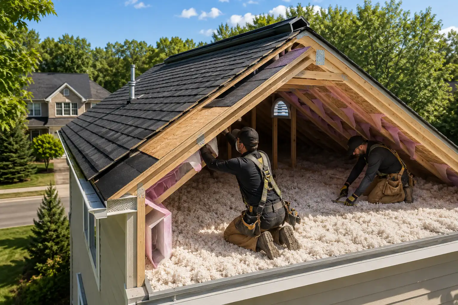 Attic insulation protecting a roof in an Eastern Ontario home