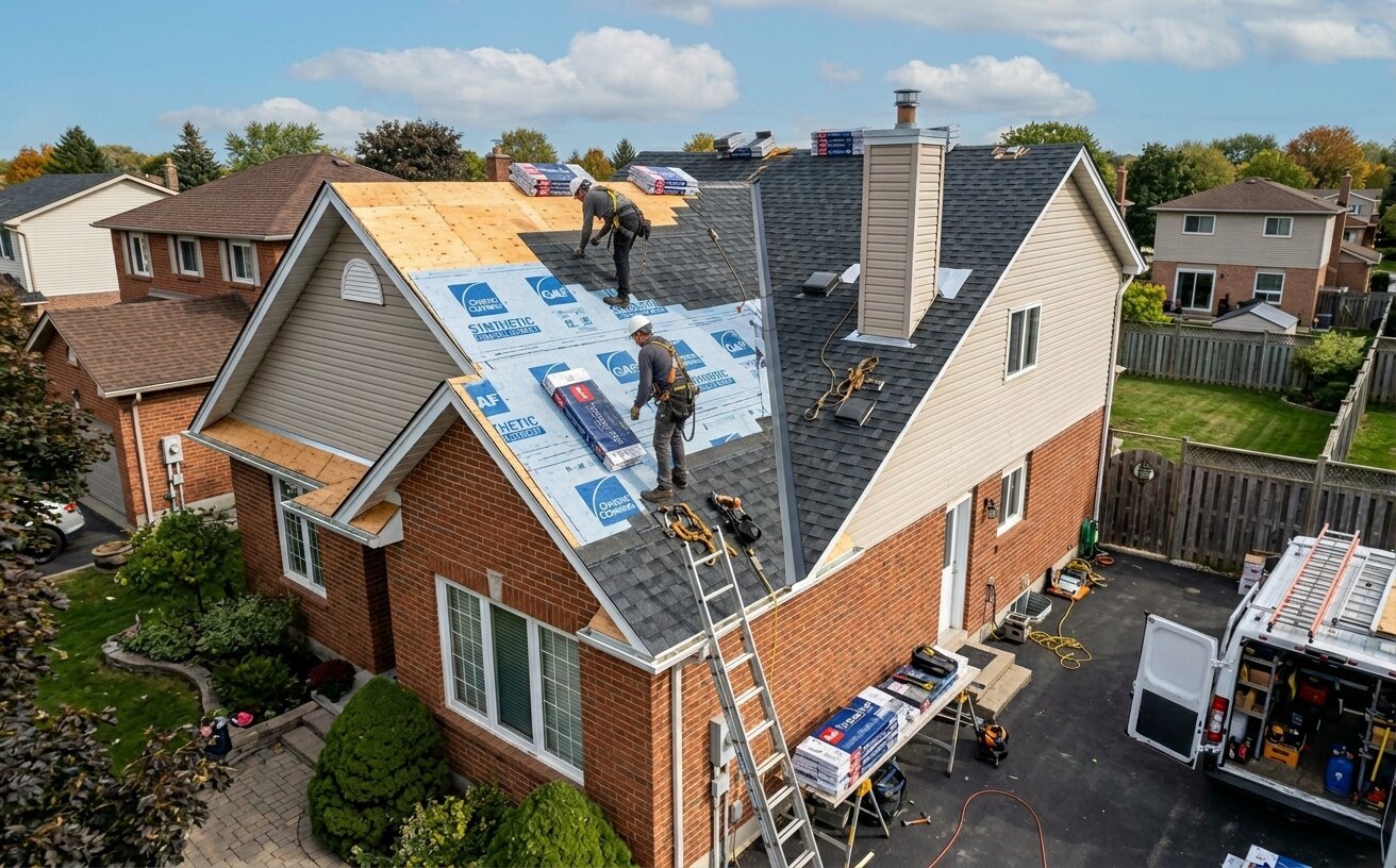 Cost of a new roof in Ontario — residential roof replacement in progress