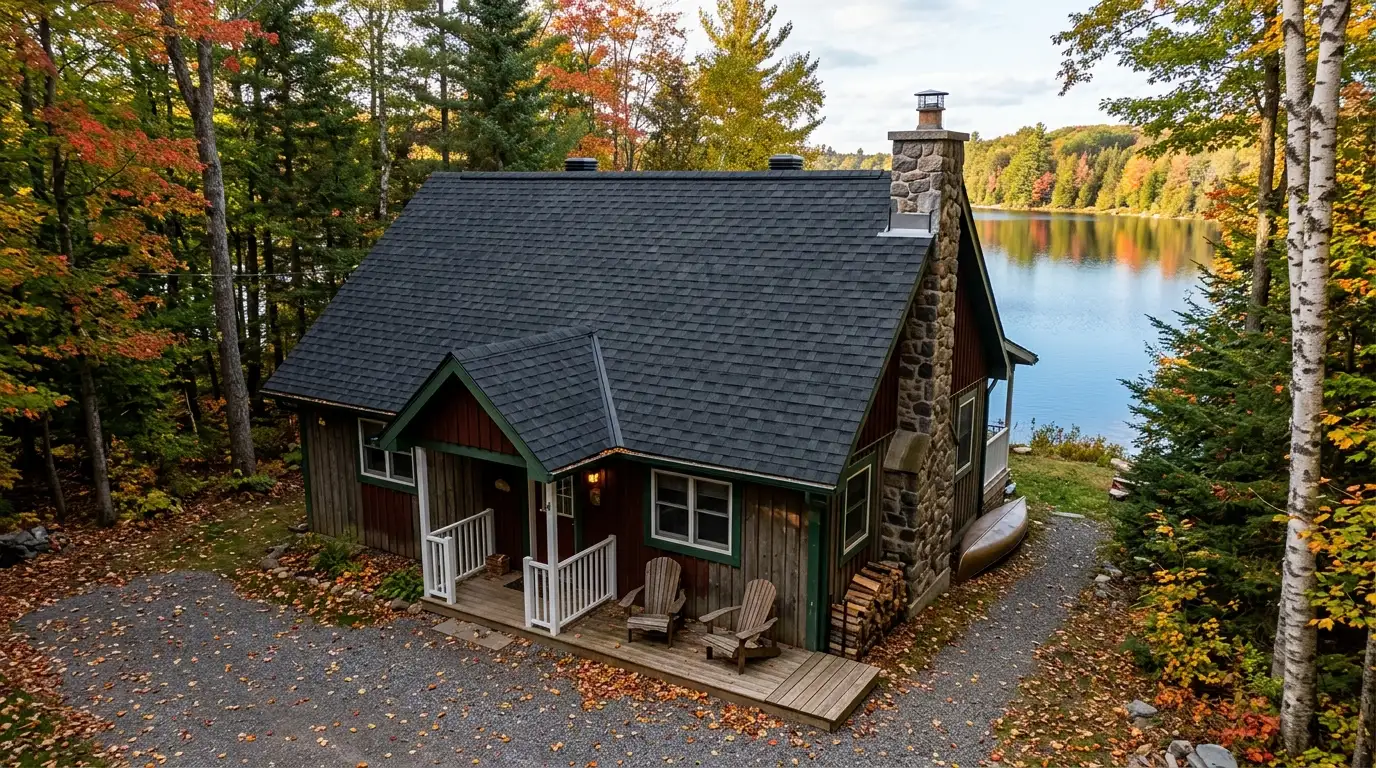 Cottage roofing on a seasonal lakeside property in the Ottawa Valley