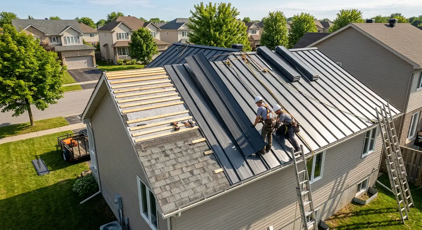 Installing a metal roof over existing asphalt shingles on an Ontario home