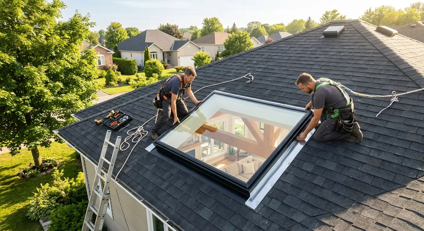 Skylight installation on a sloped roof in the Ottawa Valley