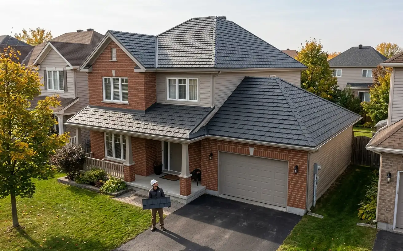 Steel shingle roofing on a home in the Ottawa Valley